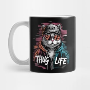 Thug Life Cat Design in Bold Colors Mug